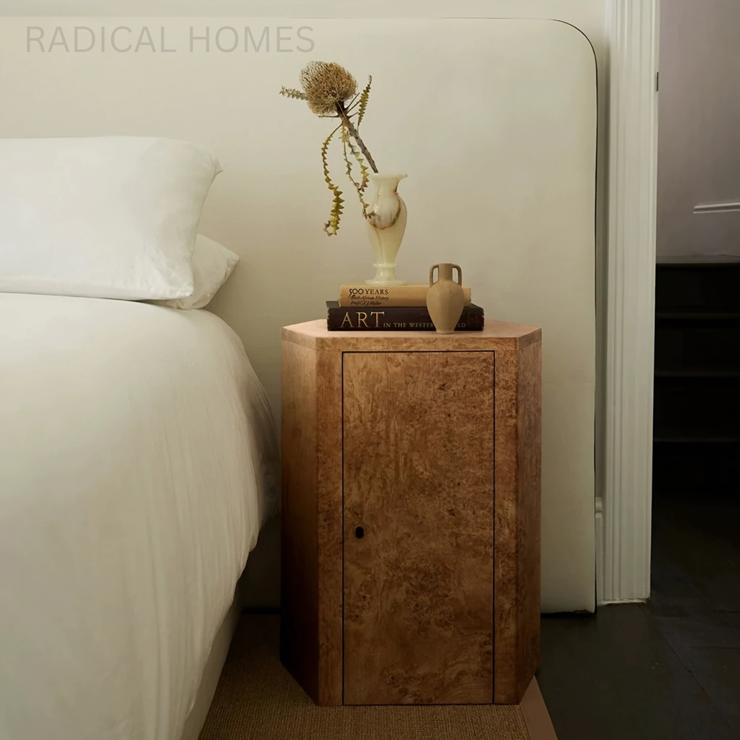 LARINO Mappa Burl Bedside Table - Radical Homes Singapore
