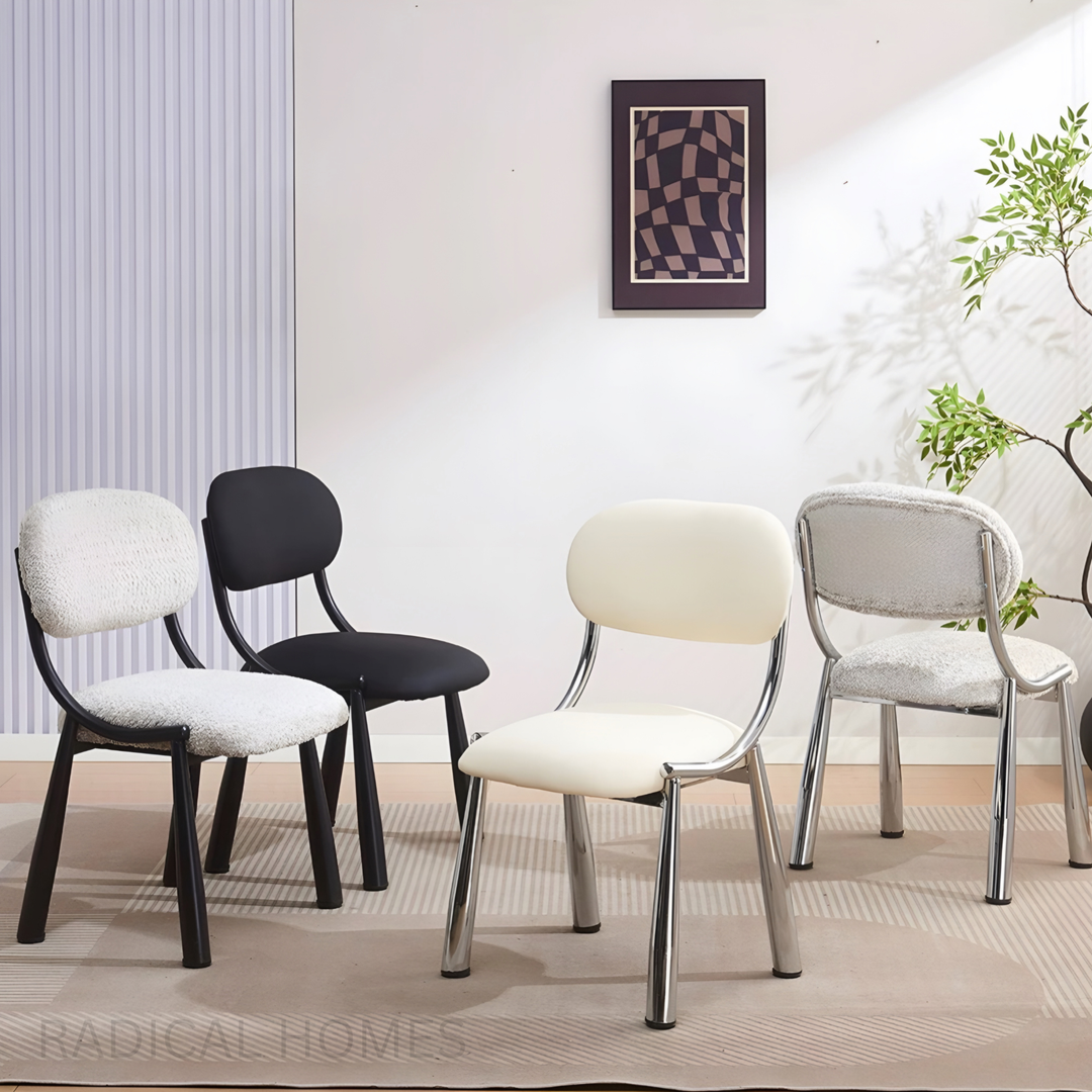 LENIIE Modern Boucle / Leather Dining Chair