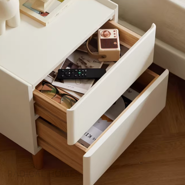 ELMIRA Modern Solid Wood Bedside Table - Radical Homes Singapore