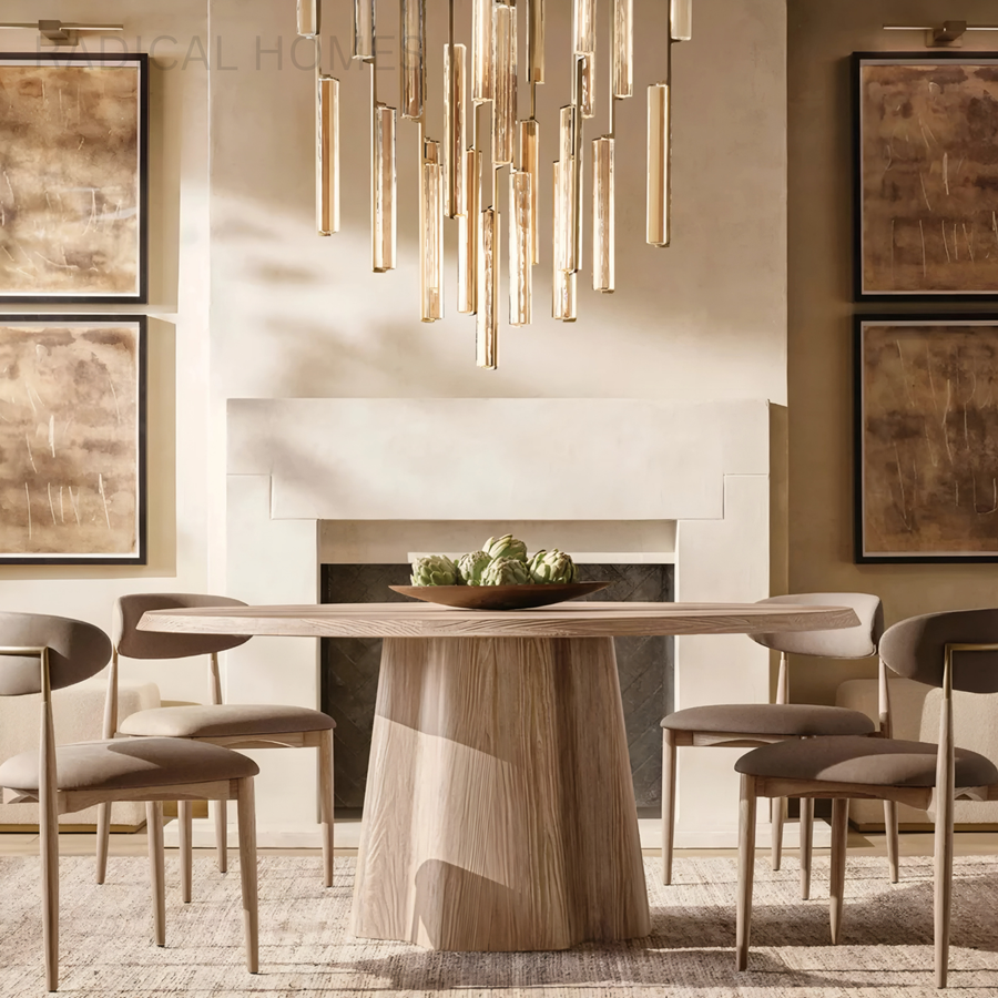 ORVINO Modern Solid Wood Round Dining Table - Radical Homes Singapore