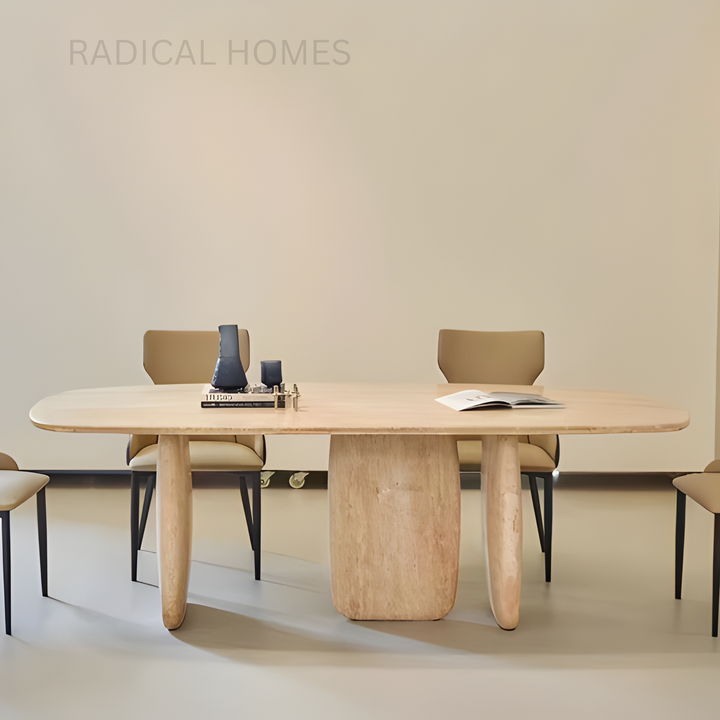 ALSTON Modern Travertine Dining Table - Radical Homes Singapore