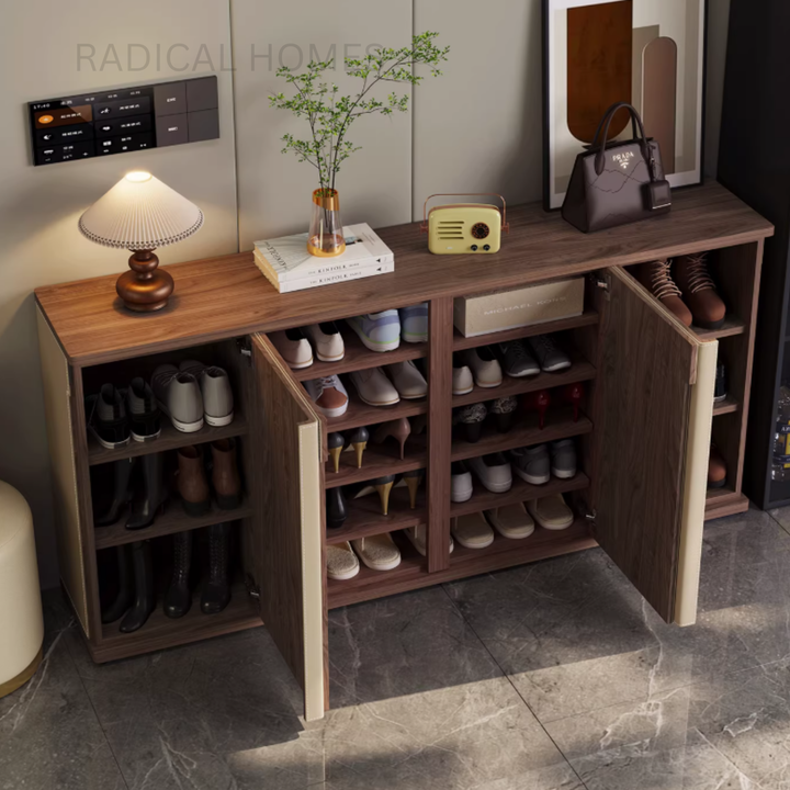 LUA Modern Saddle Leather Shoe Cabinet - Radical Homes Singapore