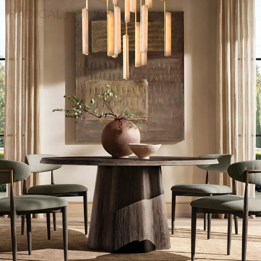 ORVINO Modern Solid Wood Round Dining Table - Radical Homes Singapore