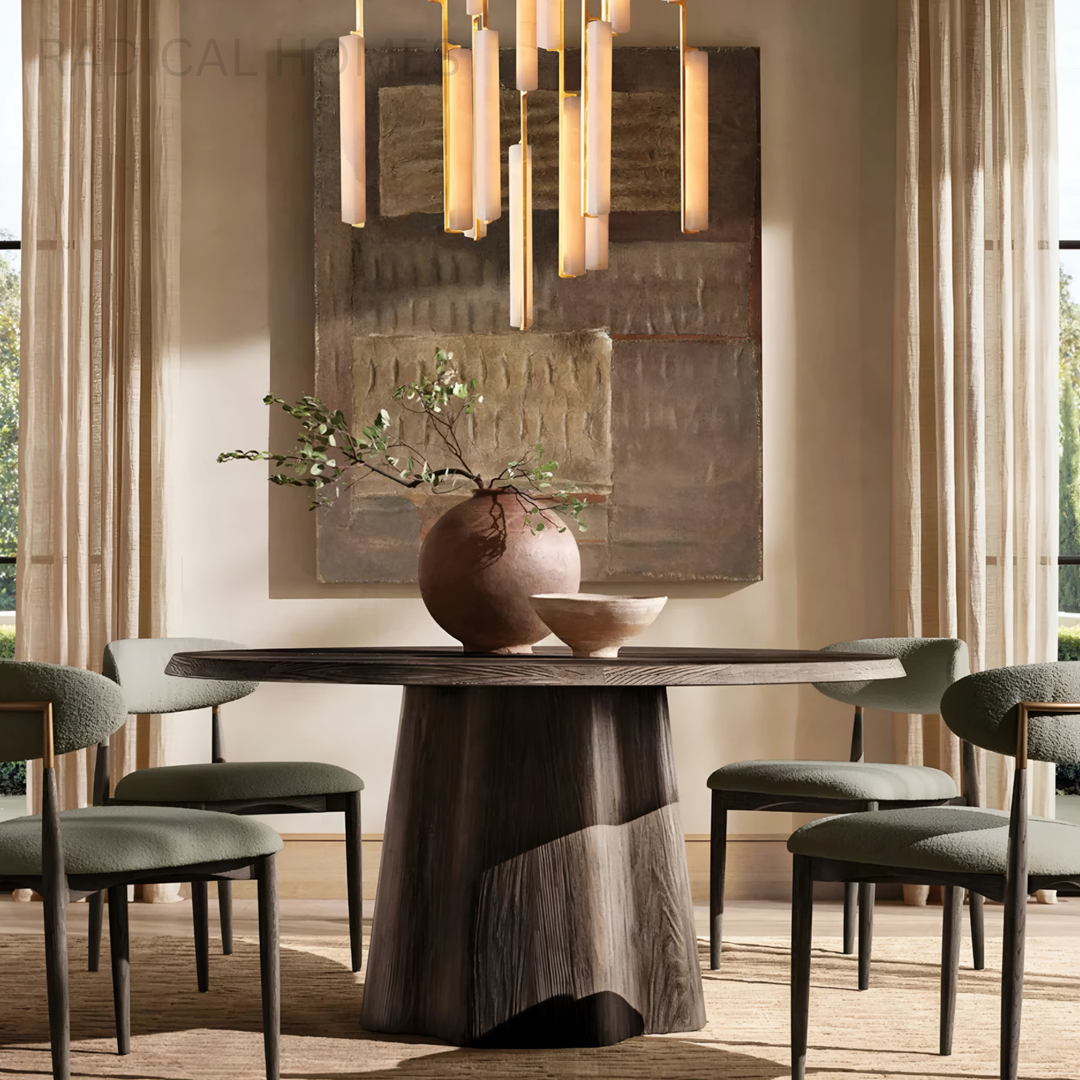 ORVINO Modern Solid Wood Round Dining Table - Radical Homes Singapore