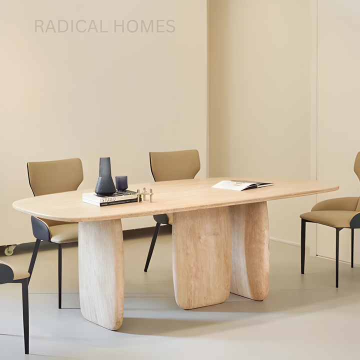 ALSTON Modern Travertine Dining Table - Radical Homes Singapore