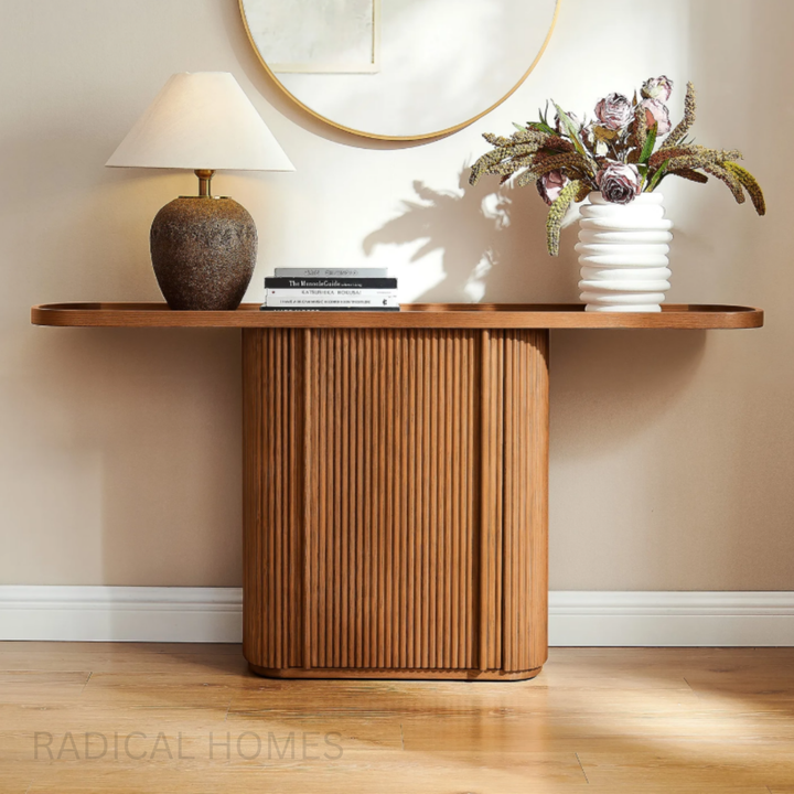 VERDONA Modern Fluted Solid Wood Console Table