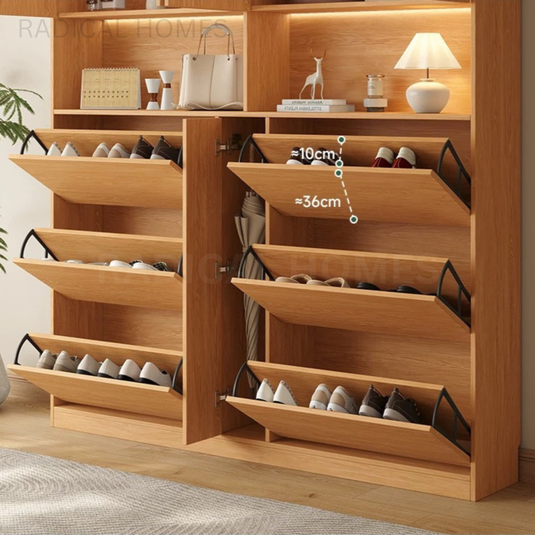 MANNETH Modern Solid Wood Shoe Cabinet - Radical Homes Singapore