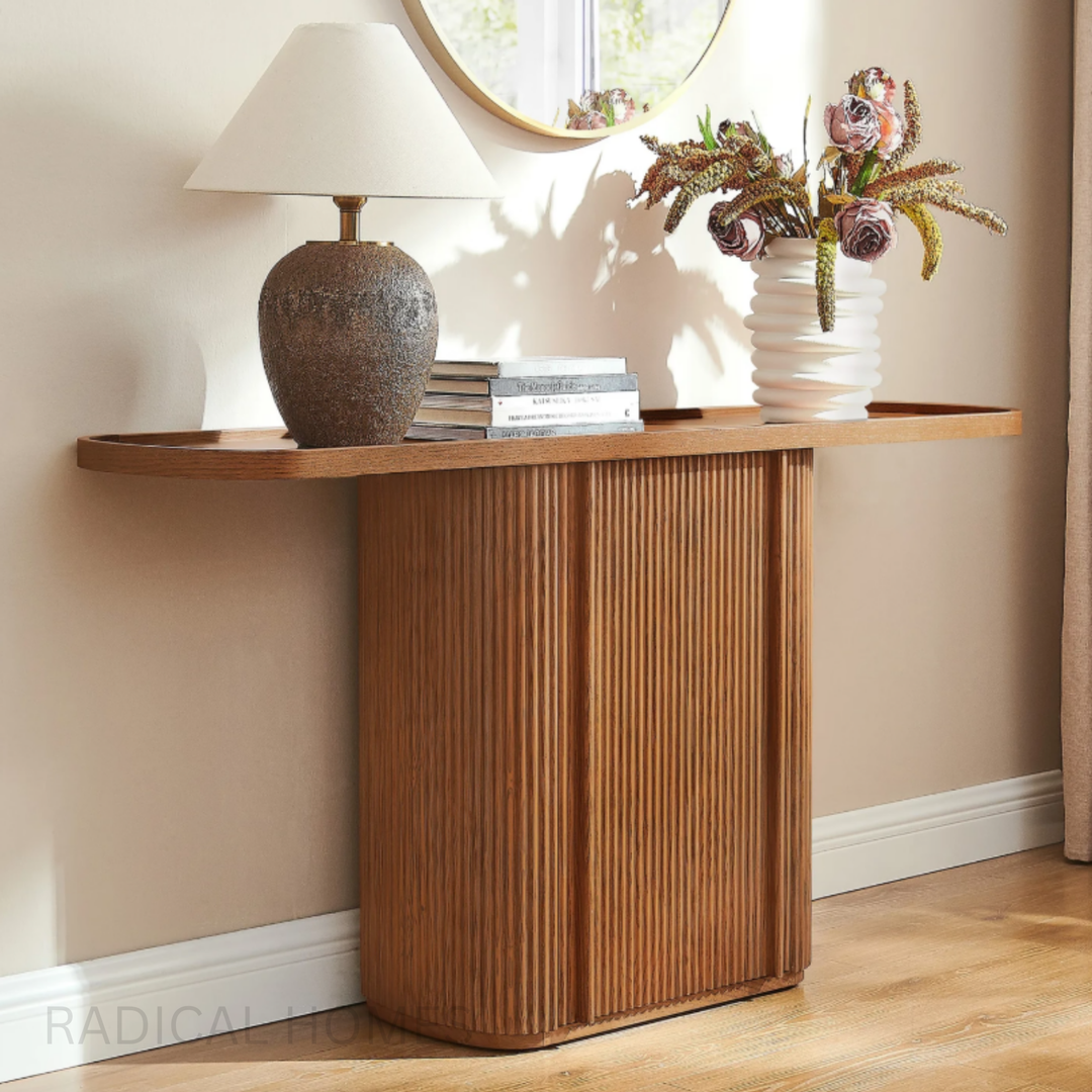 VERDONA Modern Fluted Solid Wood Console Table