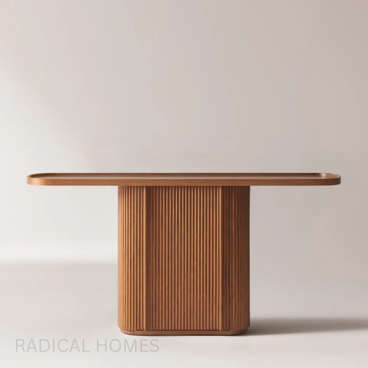 VERDONA Modern Fluted Solid Wood Console Table