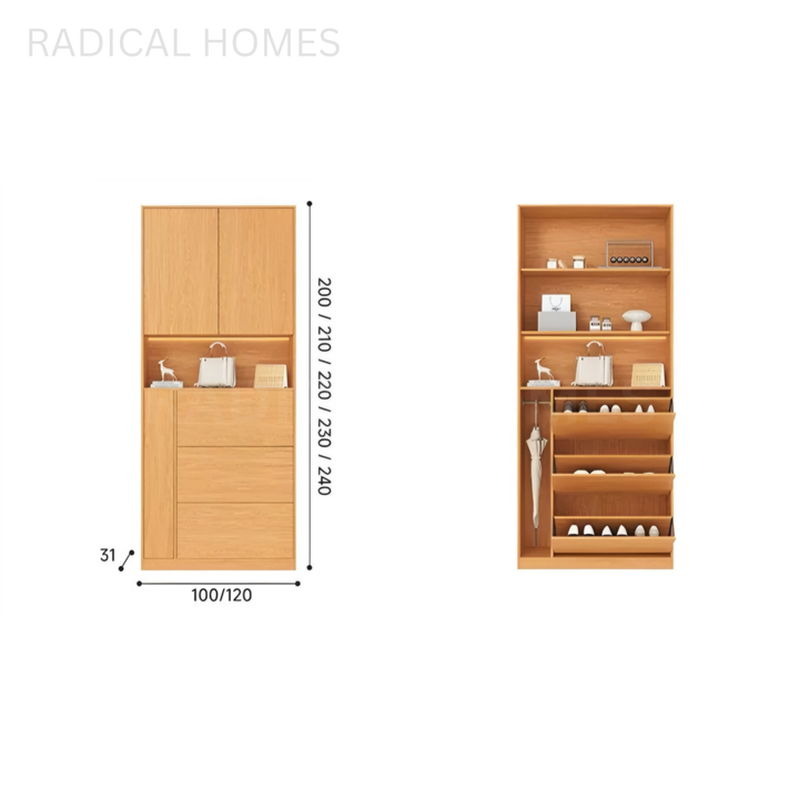 MANNETH Modern Solid Wood Shoe Cabinet - Radical Homes Singapore