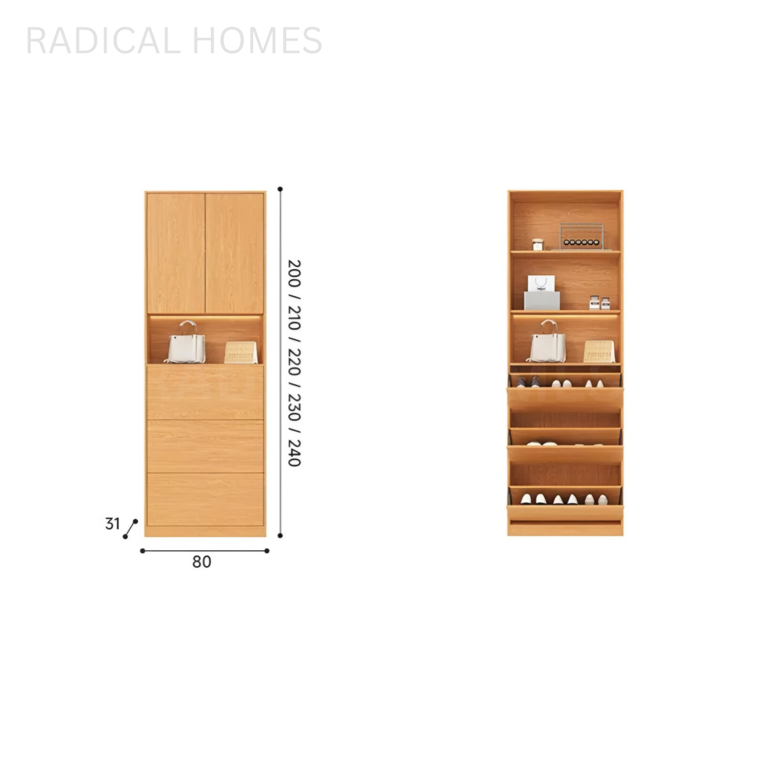 MANNETH Modern Solid Wood Shoe Cabinet - Radical Homes Singapore
