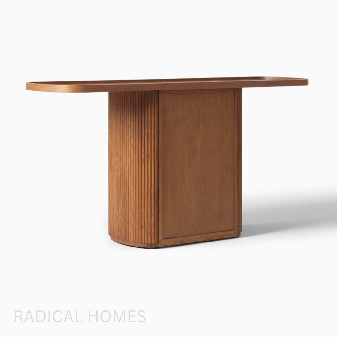VERDONA Modern Fluted Solid Wood Console Table