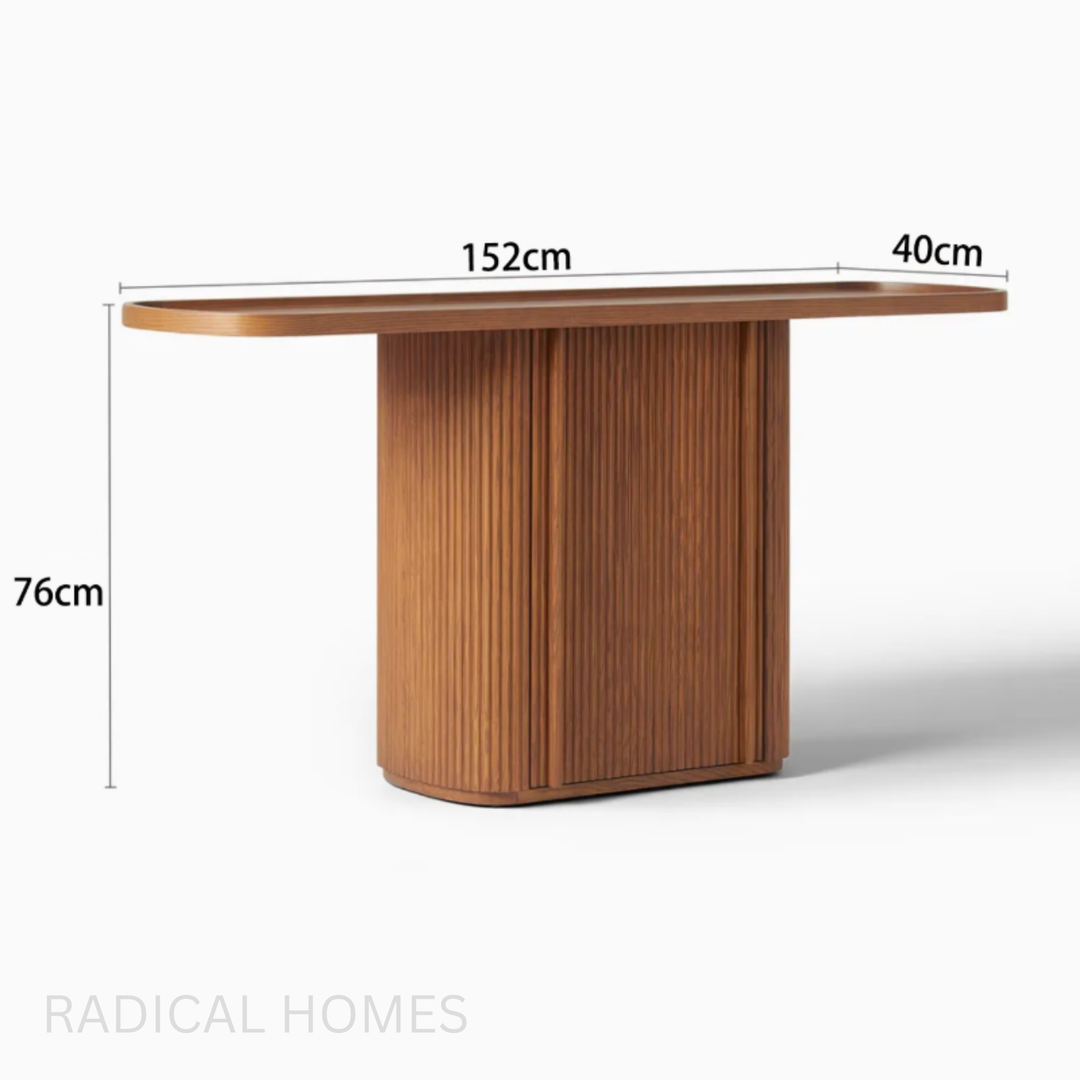 VERDONA Modern Fluted Solid Wood Console Table