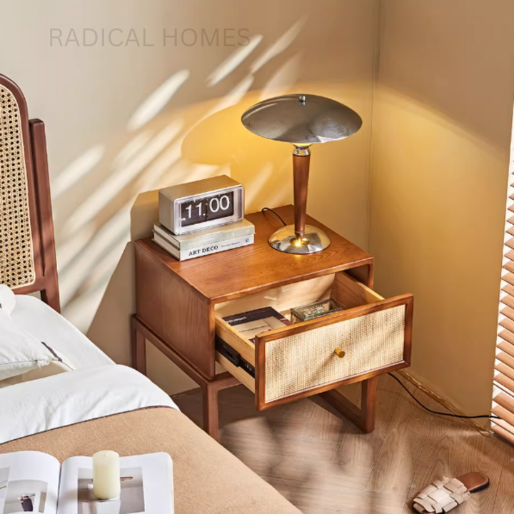 AURELIA Rattan Bedside Table