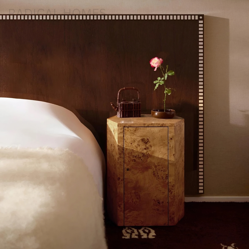 LARINO Mappa Burl Bedside Table - Radical Homes Singapore