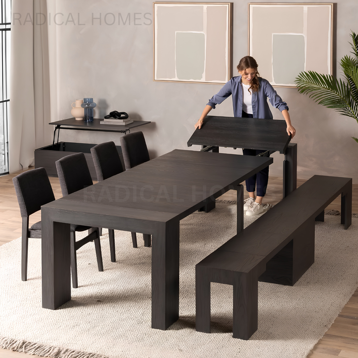 KADEN Modern Solid Wood Extendable Dining Table