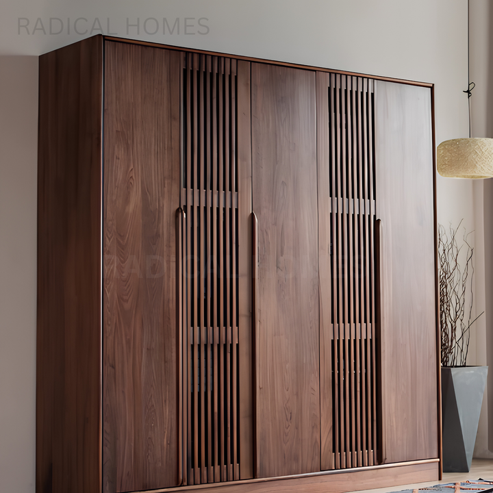 LANSE Modern Black Walnut Wood Wardrobe