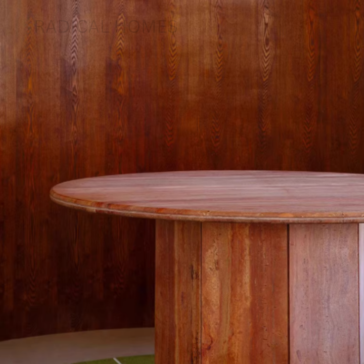 OFIEN Modern Red Travertine Round Dining Table - Radical Homes Singapore