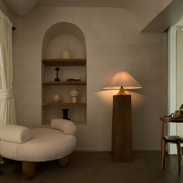 OAKLORE Modern Solid Wood Floor & Table Lamp