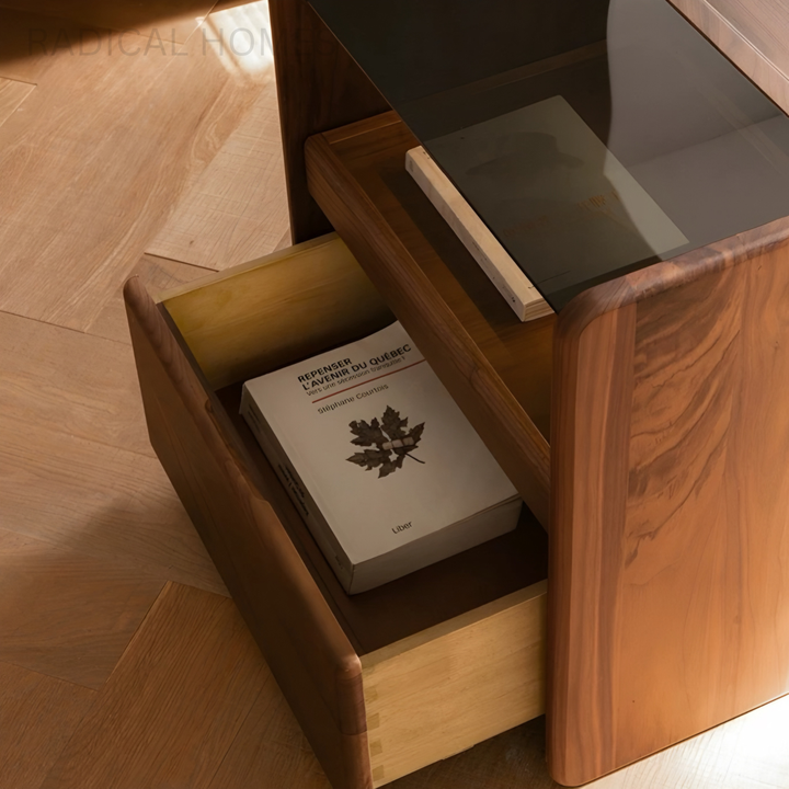 LORCAN Modern Solid Wood Smart Bedside Table - Radical Homes Singapore