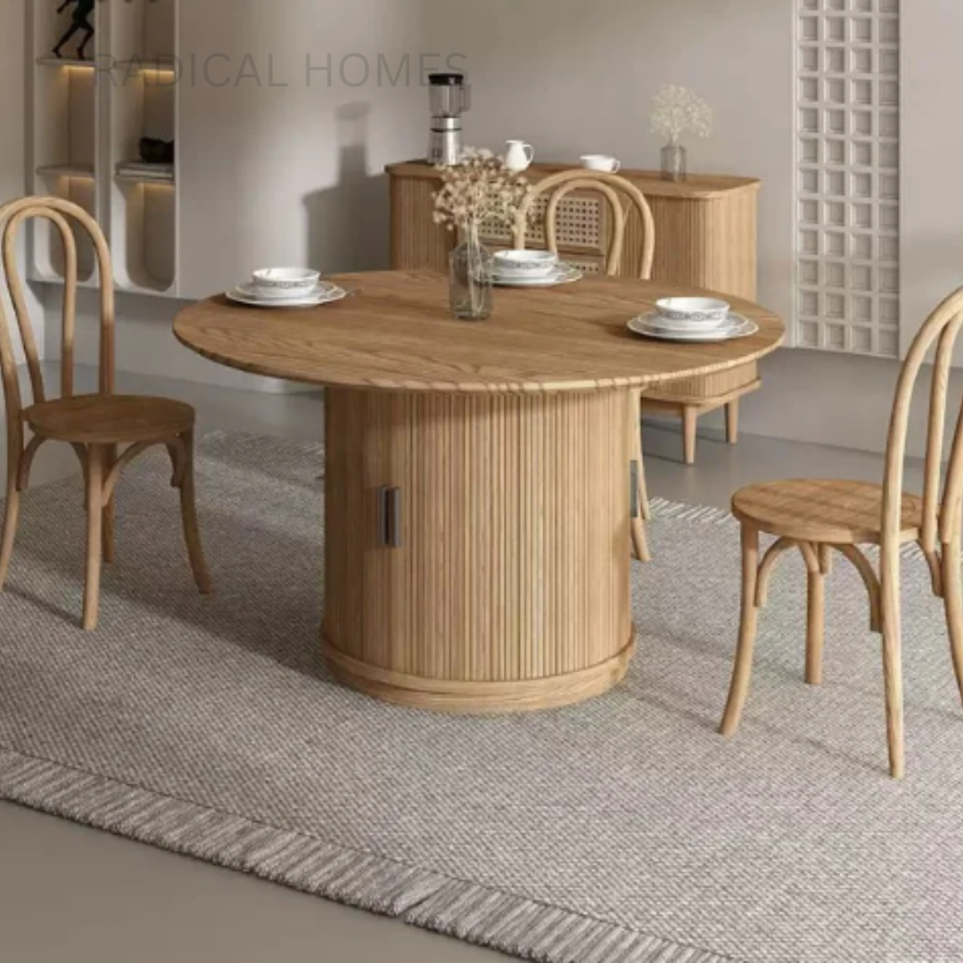 PRARO Modern Solid Wood Round Dining Table