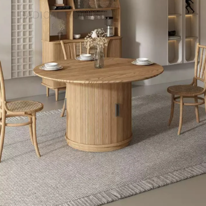 PRARO Modern Solid Wood Round Dining Table