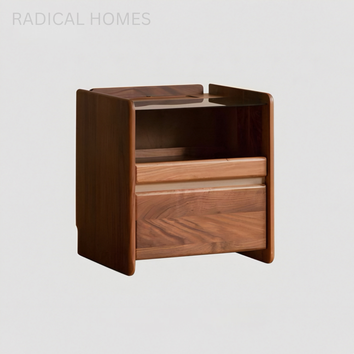 LORCAN Modern Solid Wood Smart Bedside Table - Radical Homes Singapore