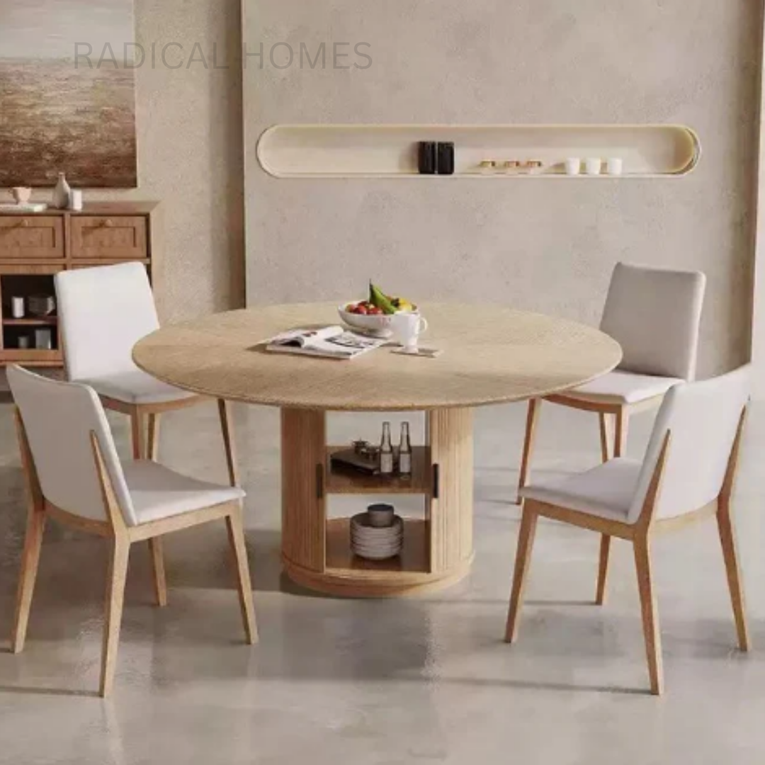 PRARO Modern Solid Wood Round Dining Table