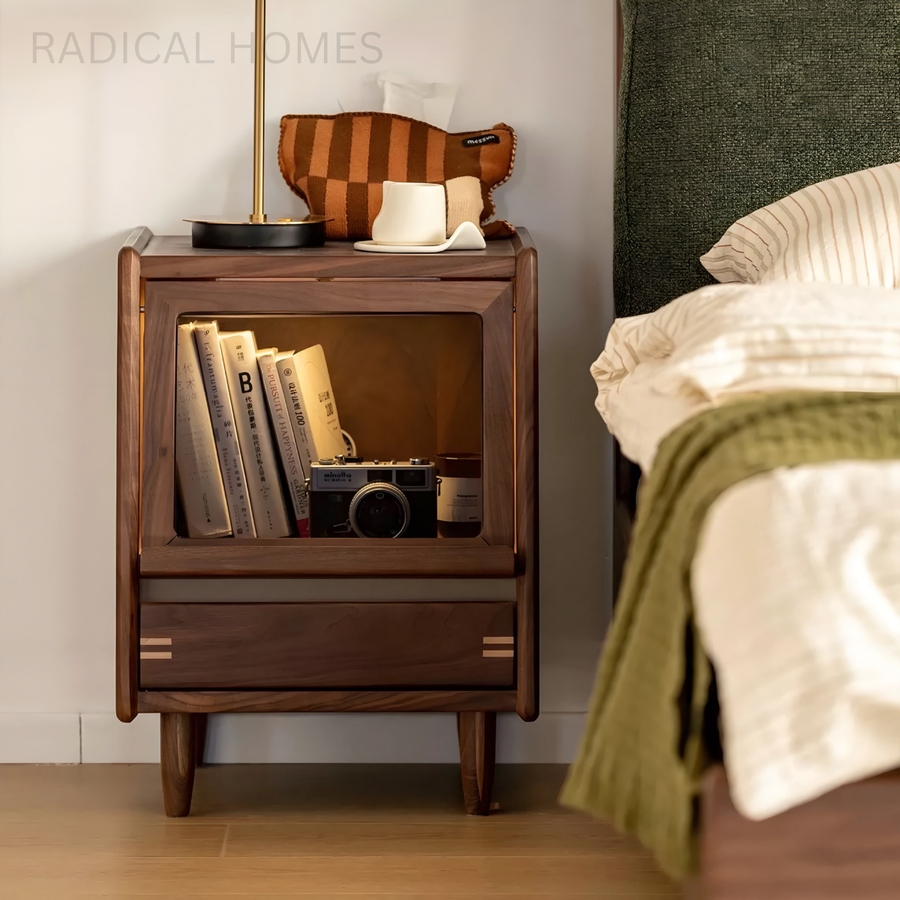 VIRELL Modern Solid Wood Bedside Table - Radical Homes Singapore
