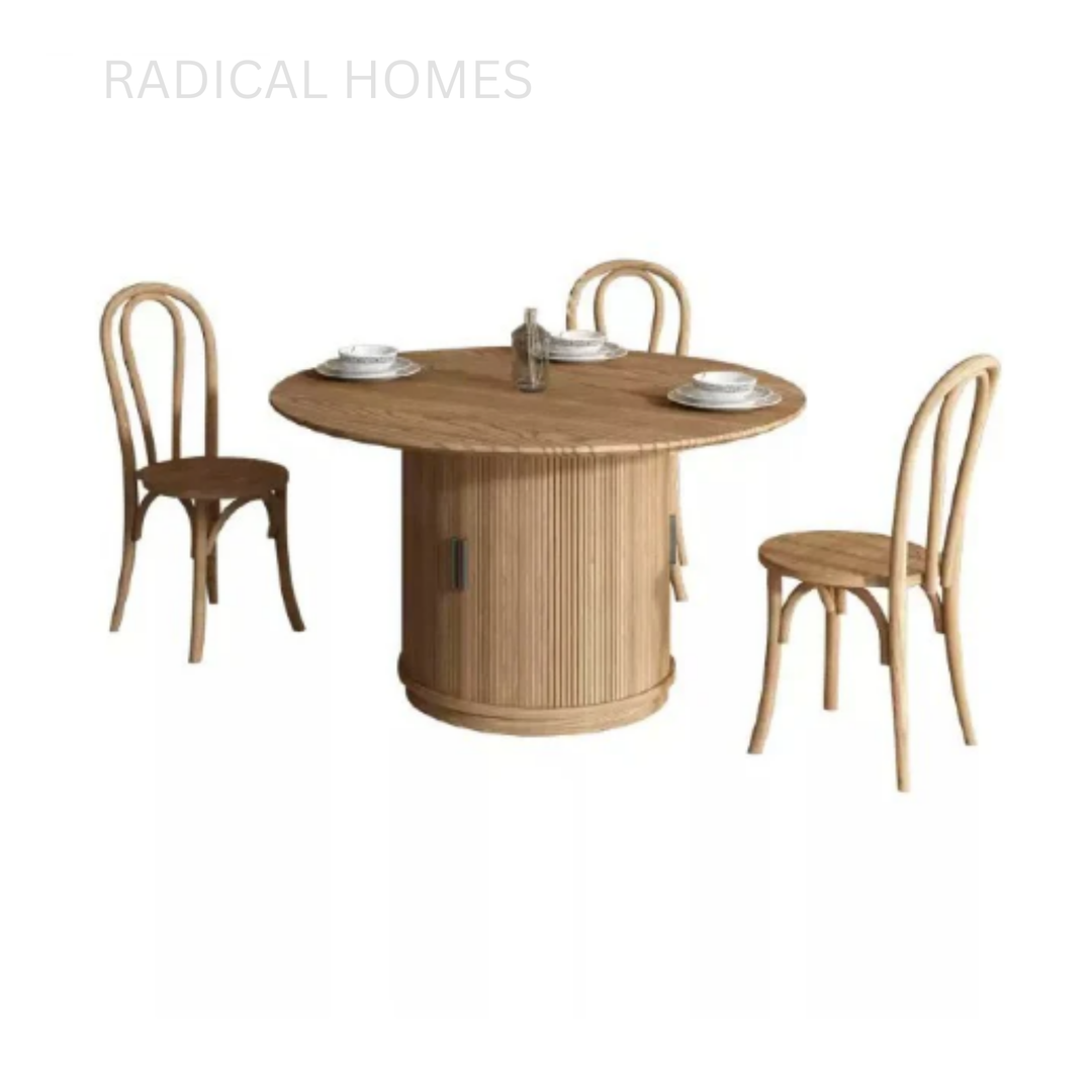 PRARO Modern Solid Wood Round Dining Table