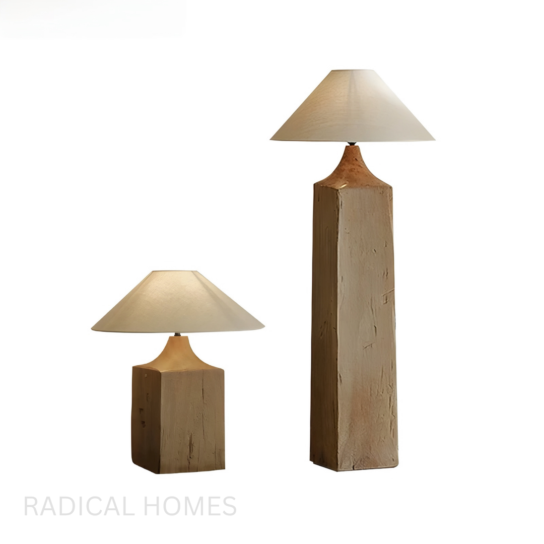 OAKLORE Modern Solid Wood Floor & Table Lamp