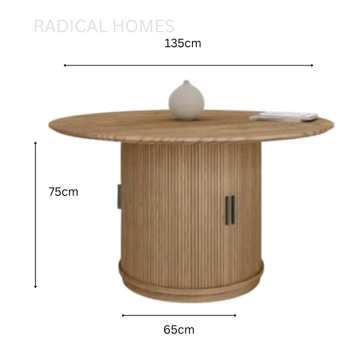 PRARO Modern Solid Wood Round Dining Table