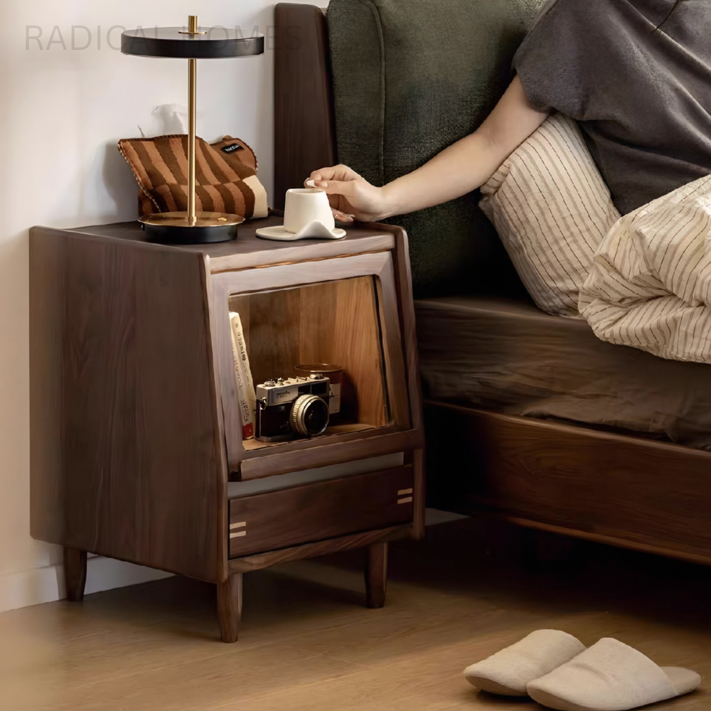 VIRELL Modern Solid Wood Bedside Table - Radical Homes Singapore