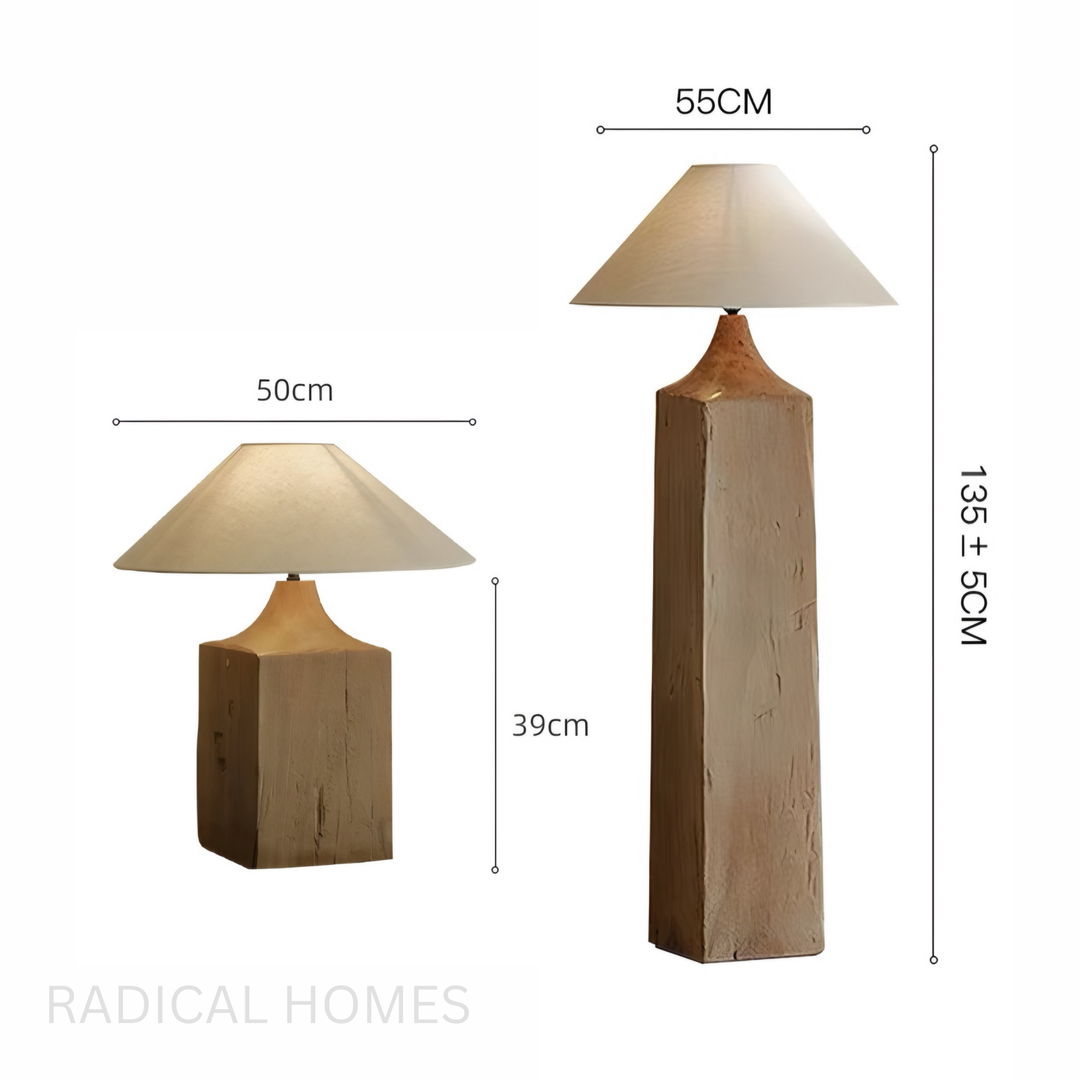 OAKLORE Modern Solid Wood Floor & Table Lamp