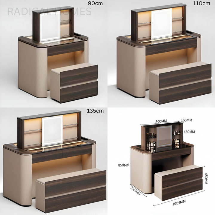 LUMIERE Modern Smart Lift Vanity Table - Radical Homes Singapore