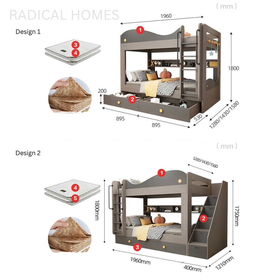NOVARA Modern Double Decker Bedframe - Radical Homes Singapore