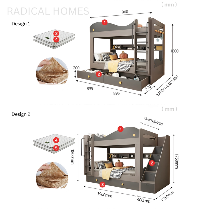 NOVARA Modern Double Decker Bedframe - Radical Homes Singapore