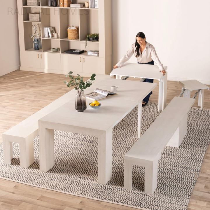KADEN Modern Solid Wood Extendable Dining Table