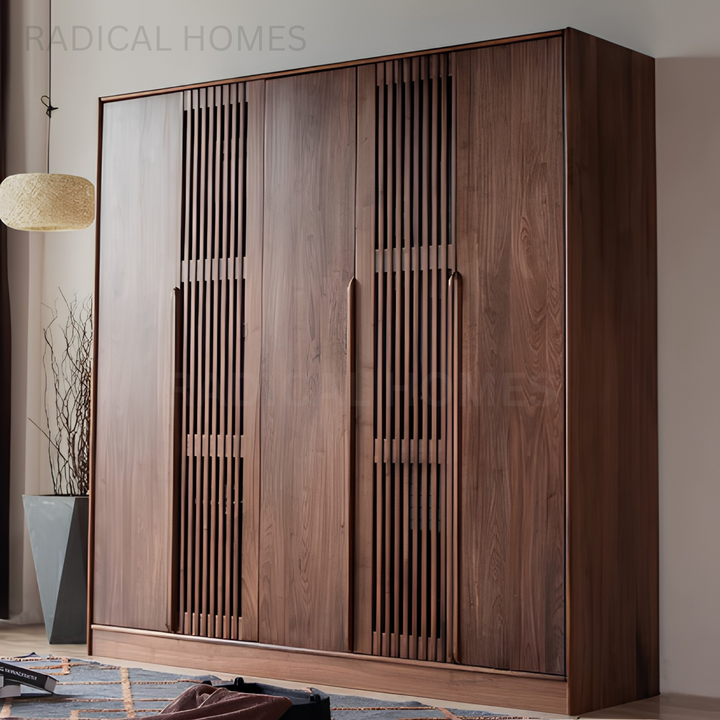 LANSE Modern Black Walnut Wood Wardrobe