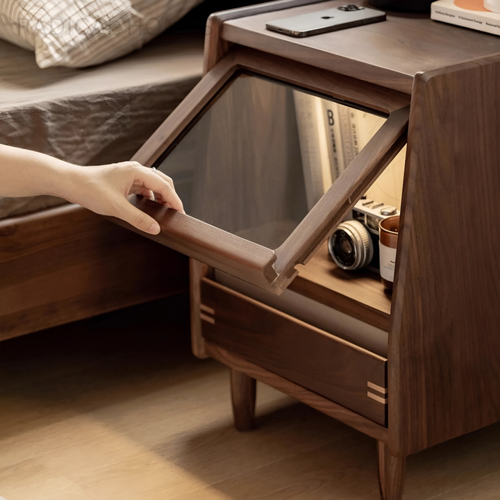 VIRELL Modern Solid Wood Bedside Table - Radical Homes Singapore