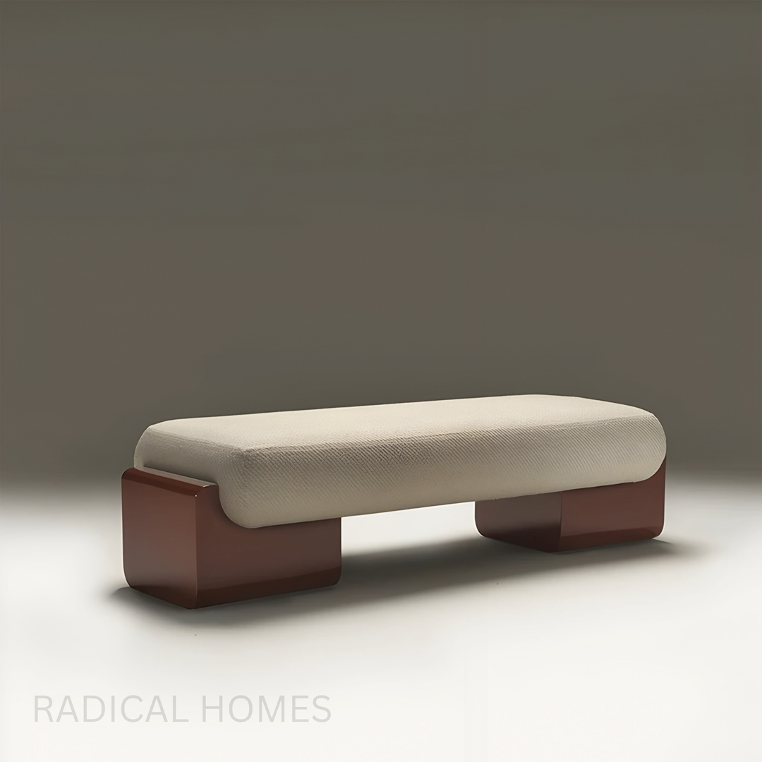 MORI Modern Solid Wood Fabric Bench