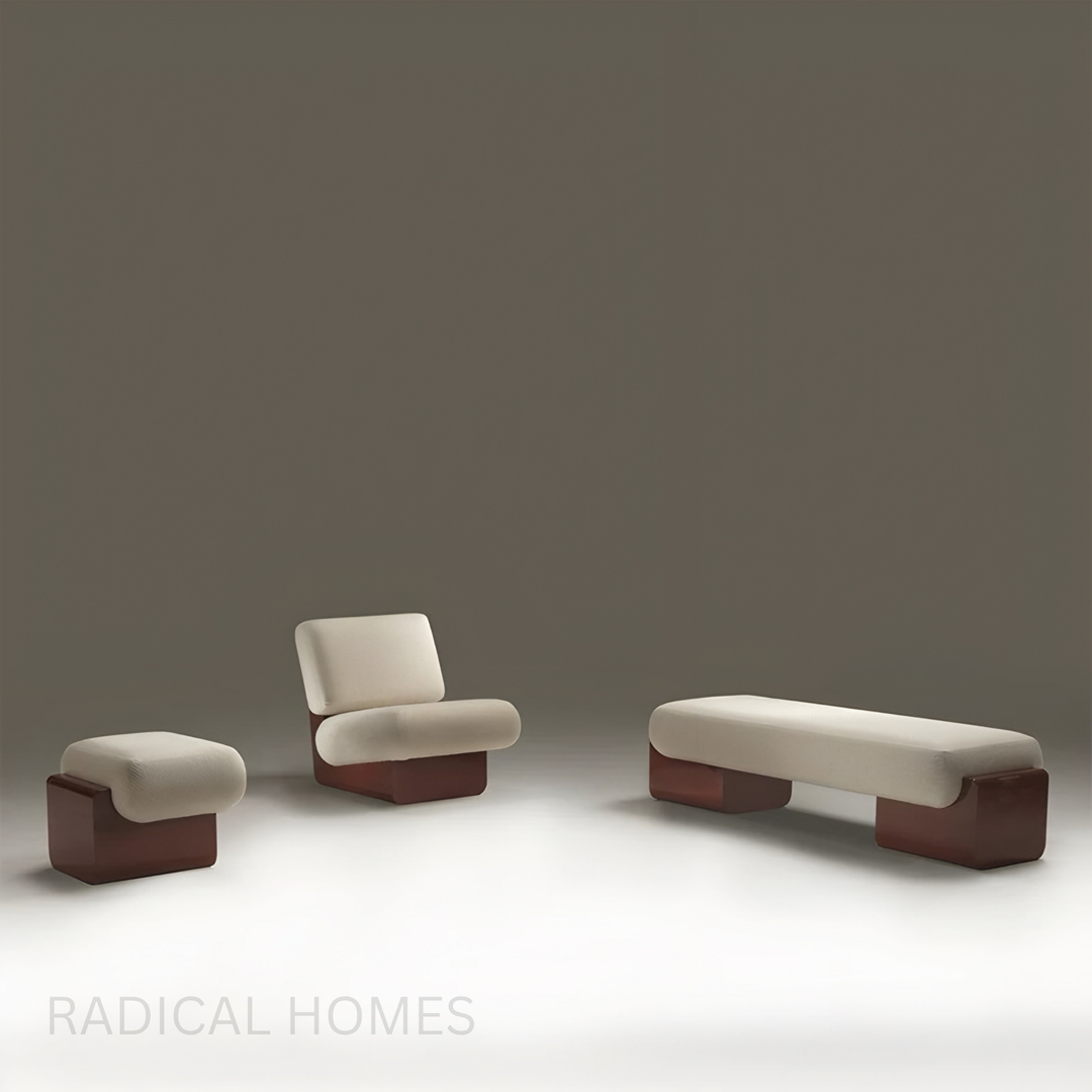 MORI Modern Solid Wood Fabric Bench