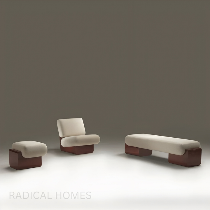 MORI Modern Solid Wood Fabric Bench