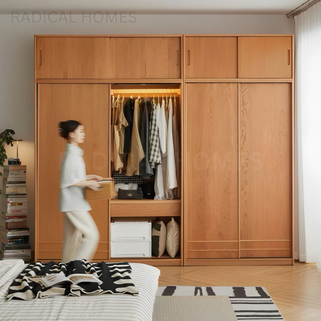 GRACI Japandi Solid Wood Wardrobe - Radical Homes Singapore