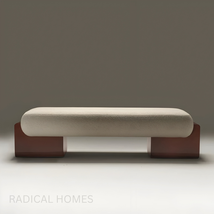 MORI Modern Solid Wood Fabric Bench