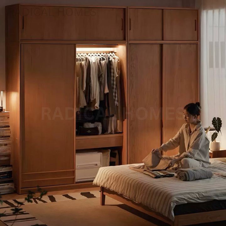 GRACI Japandi Solid Wood Wardrobe - Radical Homes Singapore