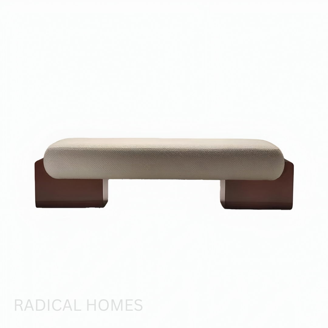 MORI Modern Solid Wood Fabric Bench