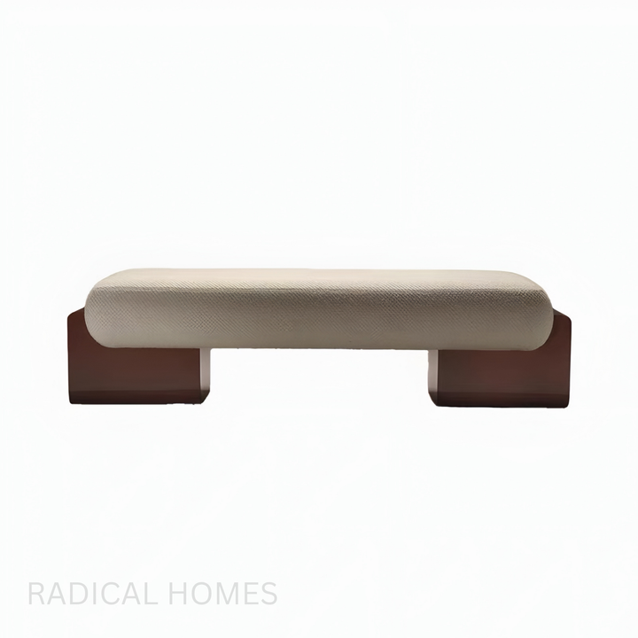 MORI Modern Solid Wood Fabric Bench