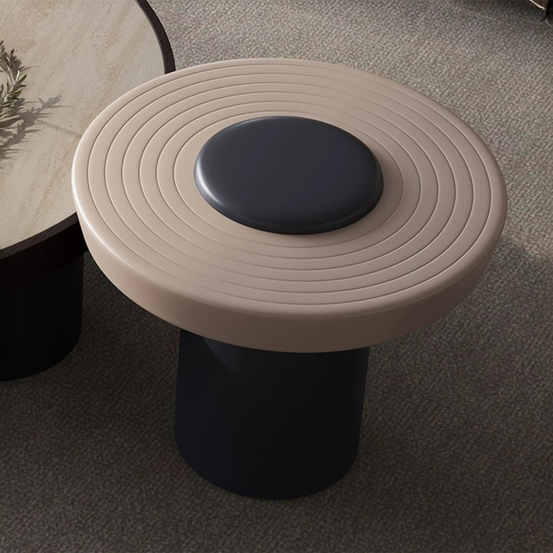 LUCIDO Modern Travertine Round Coffee Table Set