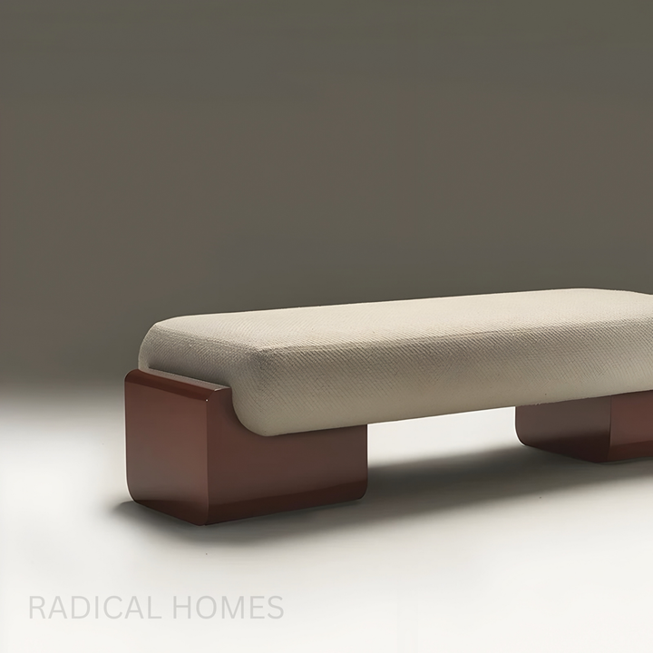 MORI Modern Solid Wood Fabric Bench